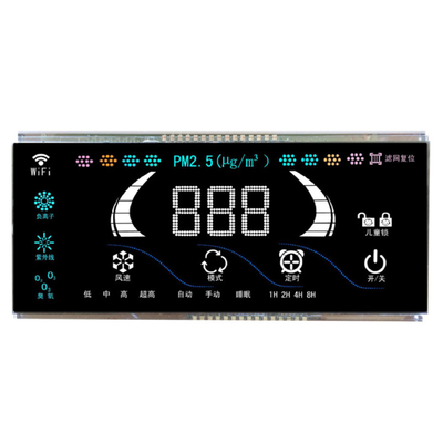 Display LCD a 7 segmenti personalizzato Macchina per la disinfezione degli anioni di ozono, controller dell'aria fresca, LCD a sfondo nero VA