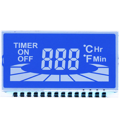 Pannello LCD STN personalizzato, modalità blu STN/sfondo con caratteri bianchi/font display, connessione a pin metallici