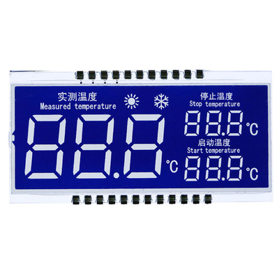 Pannello LCD STN personalizzato, modalità blu STN/sfondo con caratteri bianchi/font display, connessione a pin metallici
