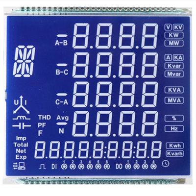 Pannello LCD STN personalizzato, modalità blu STN/sfondo con caratteri bianchi/font display, connessione a pin metallici