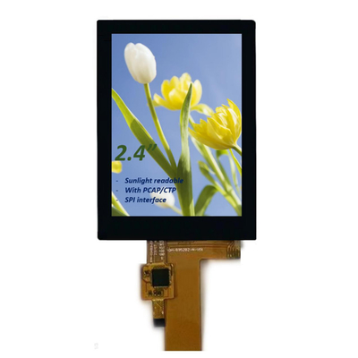 2.4 pollici PCAP TFT LCD Display Leggibile dalla luce solare, 15 pin SPI 2.4 pollici Tutti gli angoli di visione TFT LCD con CTP
