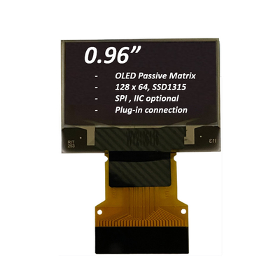 0.96 pollici OLED Display Module 128x64 Pixel SPI I2C Interface Plug-In Connection