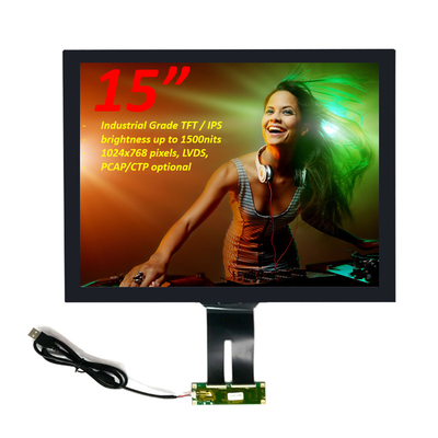 BOE Industrial Grade 15 Inch PCAP TFT Display LVDS Display LCD leggibile dalla luce solare 1500Nits