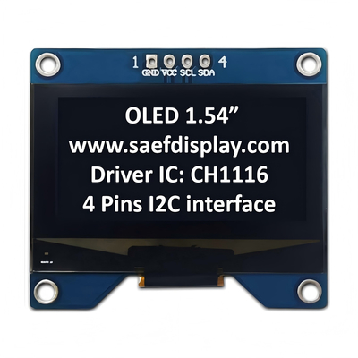 Display OLED da 1,54 pollici 128x64 con interfaccia I2C e driver CH1116