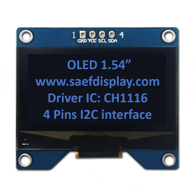 Display OLED da 1,54 pollici 128x64 con interfaccia I2C e driver CH1116