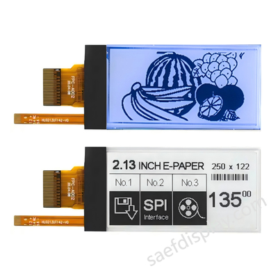 Display E-ink da 2.13" con retroilluminazione | 122×250 | Aggiornamento parziale 0.3s | Interfaccia SPI | CTP personalizzato